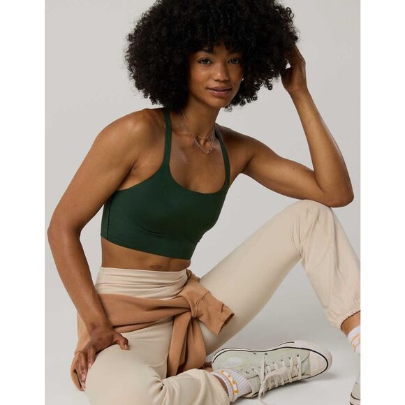 OFFLINE BY AERIE Women’s Green Real Me Hold Up! Racerback Sports Bra Size Large - Picture 1 of 5